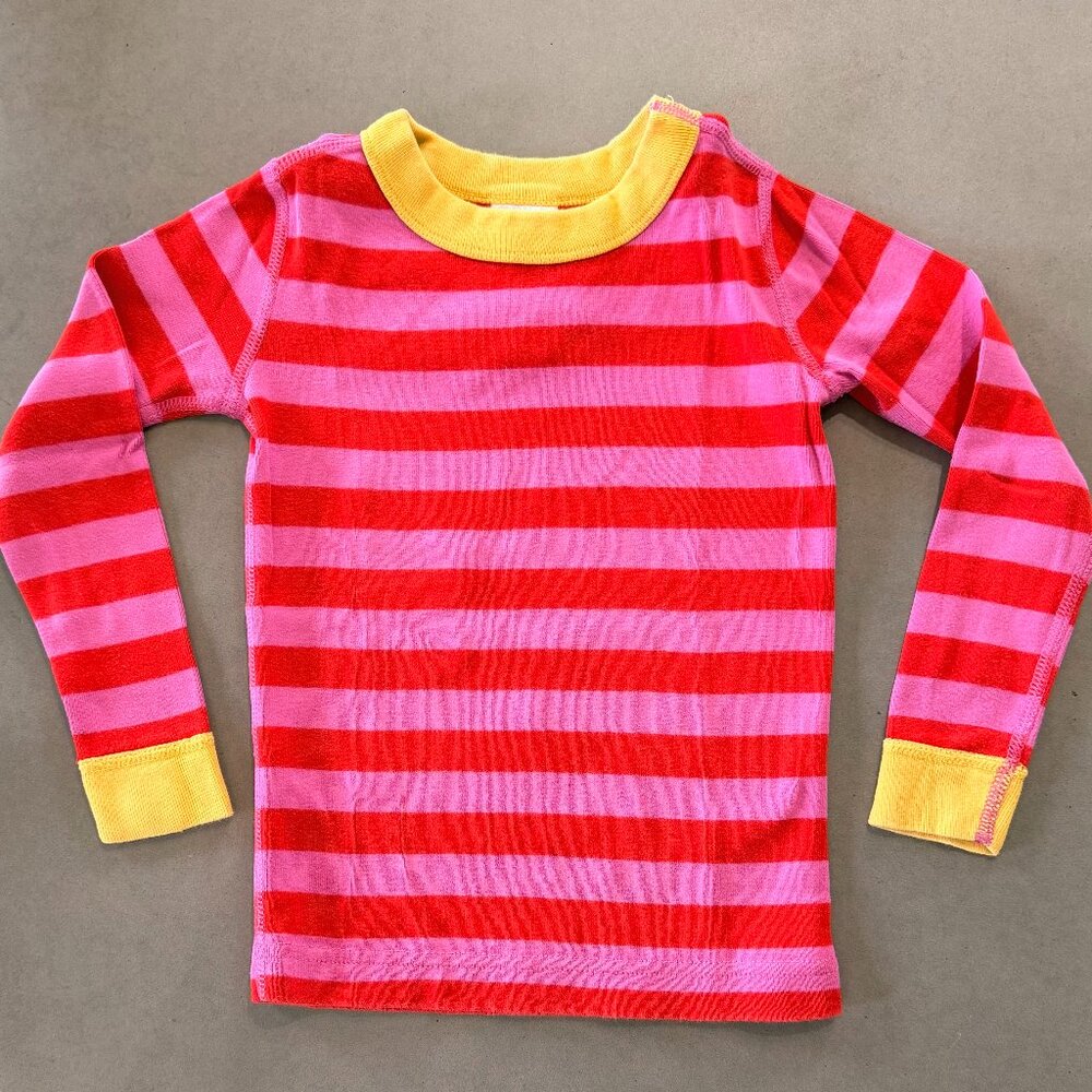 Hanna Andersson Organic Cotton Pajamas Pink Red Stripe Set Size 4 - Picture 2 of 4